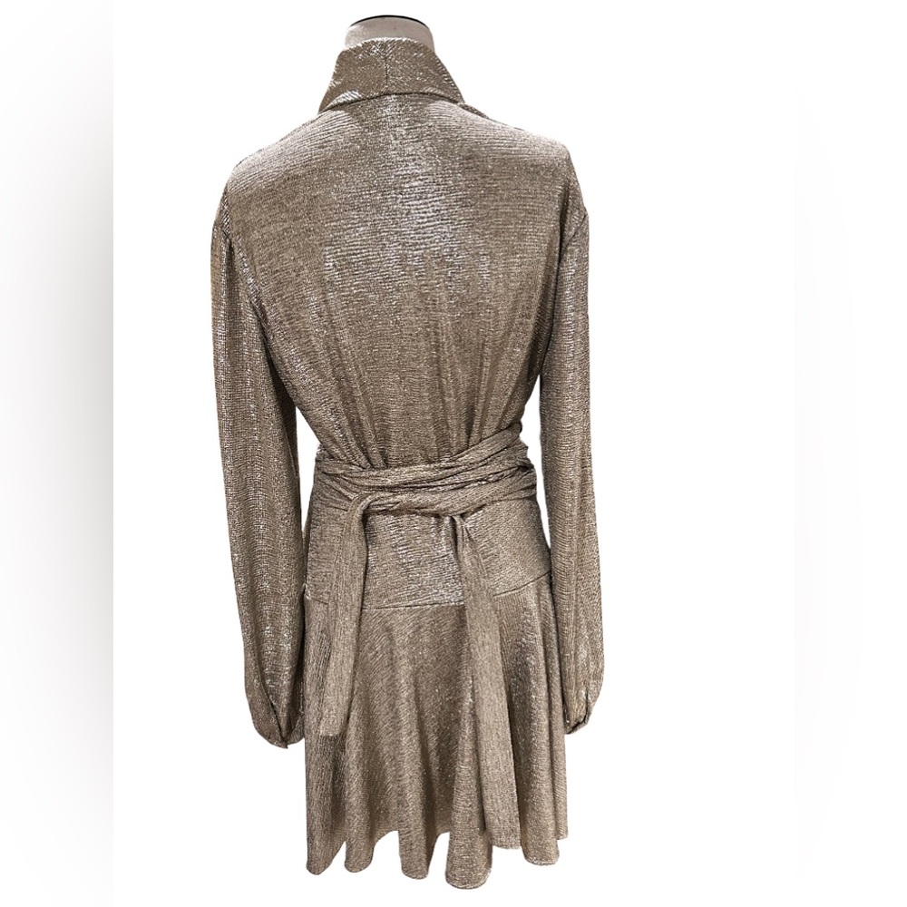 PatBO Cara Lame Mini Wrap Dress Platino Gold - Picture 6 of 11